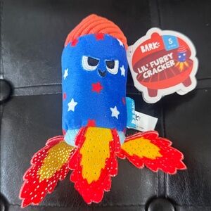 New Barkbox Lil Furry Cracker Small Bark Dog Plush Stuffed Crinkle Squeaky Toy